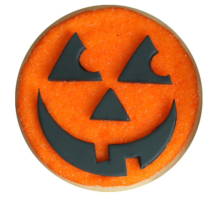 We bake our cupcakes fresh daily. (Shown: Halloween Jack-o'-Lantern Cookie cupcakes.)