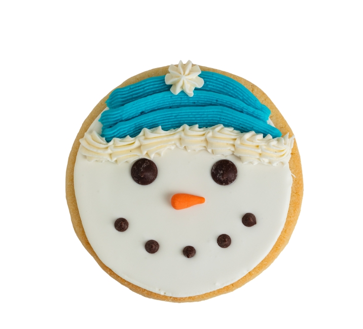 We bake our cupcakes fresh daily. (Shown: Butter Cream frosted Snowman Cookie cupcakes.)