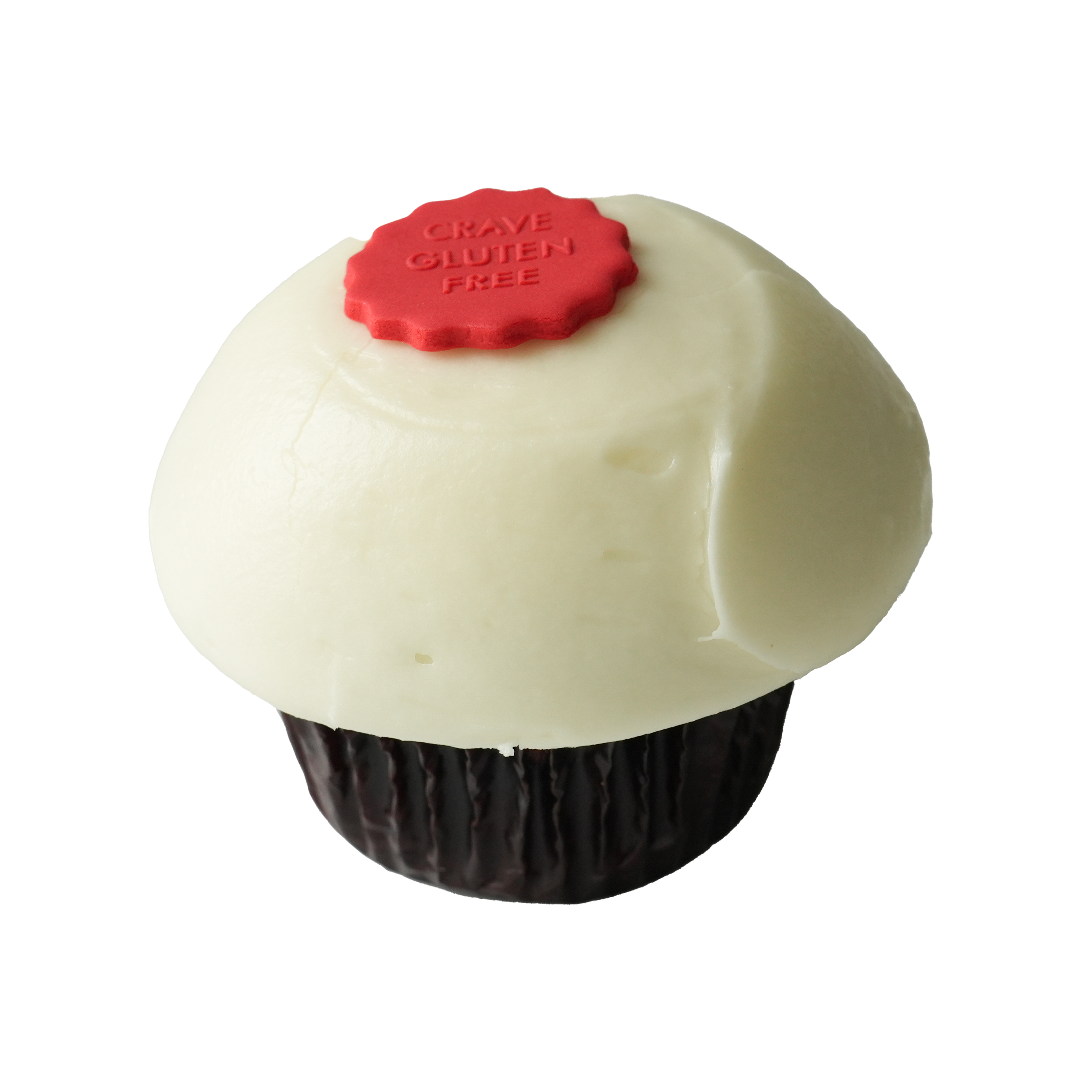 We bake our cupcakes fresh daily. (Shown: Gluten Free Red Velvet cupcakes.)