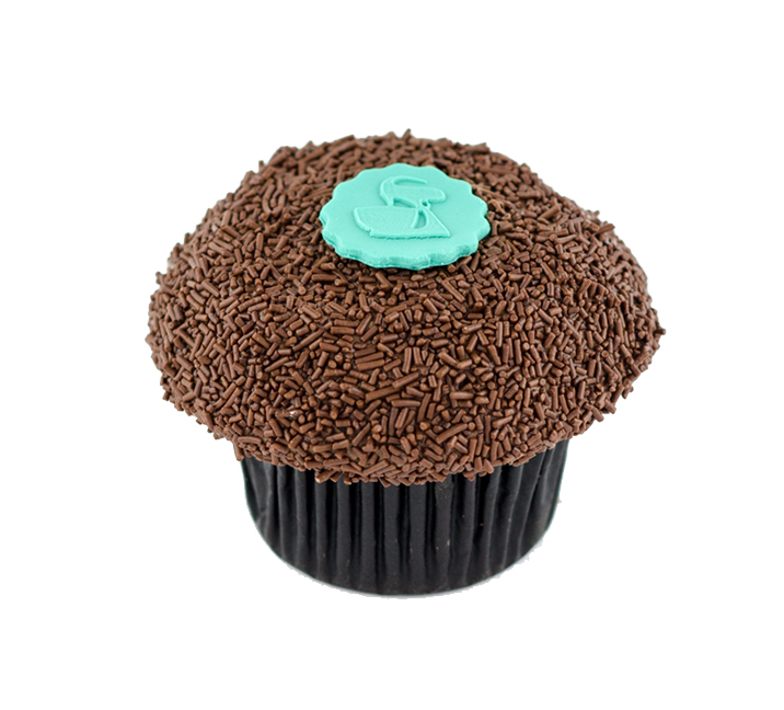 We bake our cupcakes fresh daily. (Shown: Dark Chocolate Cupcake cupcakes.)