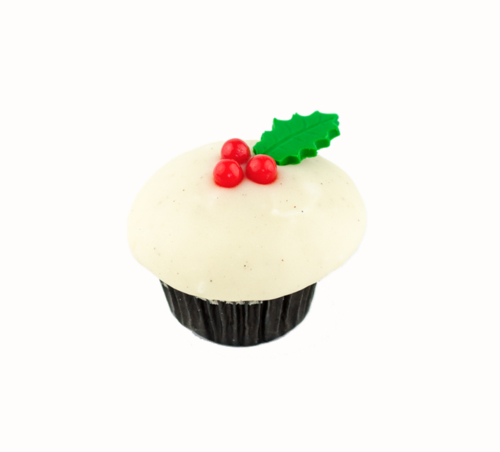 We bake our cupcakes fresh daily. (Shown: Eggnog cupcakes.)