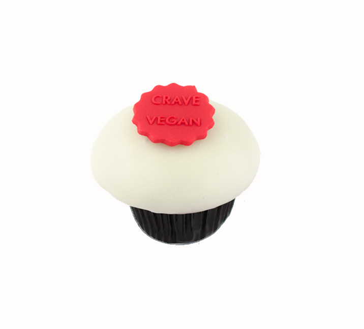 We bake our cupcakes fresh daily. (Shown: Vegan Red Velvet *No Special Decoration Available cupcakes.)