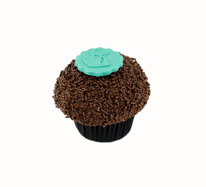 We bake our cupcakes fresh daily. (Shown: Dark Chocolate cupcakes.)
